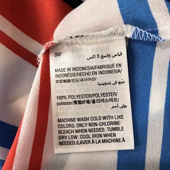 Charter Club Women Plus 3X-Large Top Striped Semi-Sheer Sleeveless V-Neck Hi-Low - Picture 7 of 7